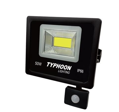 Typhoon LED 50W m/sensor 4500 lumen, med festebrakett IP65, 230V