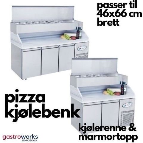 Pizza kjølebenk - Pizzabenk - Pizzakjølebenk med marmor for 46x66 brett