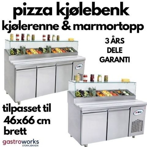 Pizza kjølebenk med Kjølerenne og Marmortopp - for 46x66 brett- fra Gastroworks