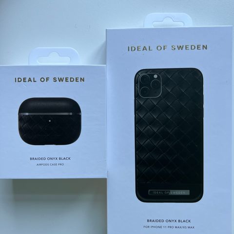 mobil deksel iPhone 11pro Max og AirPods case i braided svart farge 