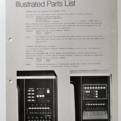 Tandberg CTV 2-4/CM6-2 Ilustrated Parts List