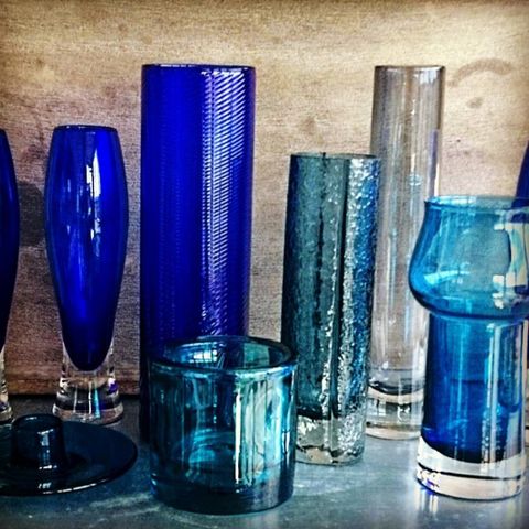 Vaser - kunstglass - blå - vintage!