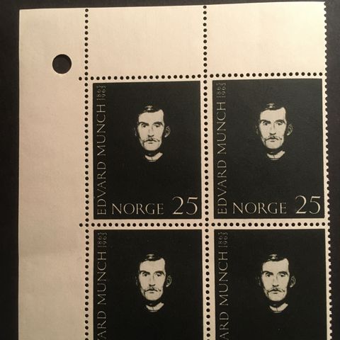 Frimerker NORGE 1963 Edvard Munch Postfrisk 4-blokk MNH