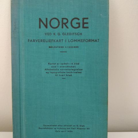 NORGE - Farvereliefkart i lommeformat - 1936