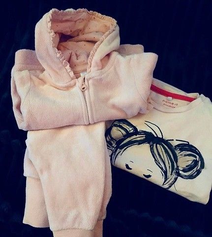 Baby str 62 joggedress velur rosa jente