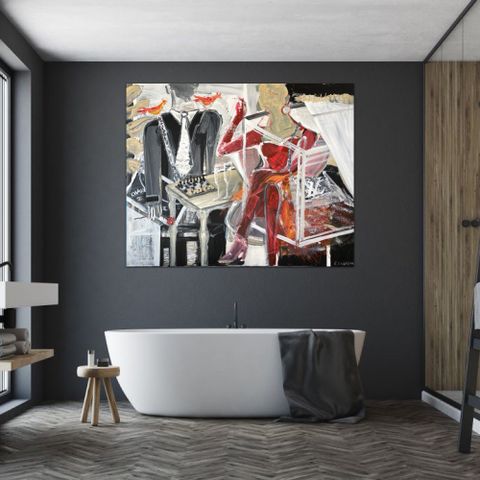 Stort abstrakt maleri, 150x120 cm,Large abstract artwork