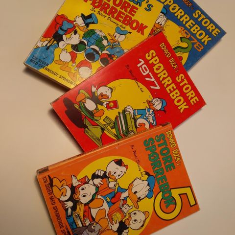 4 X WALT DISNEY: DONALD DUCK SPØRREBOK 1971, 1975, 1977 OG 1978