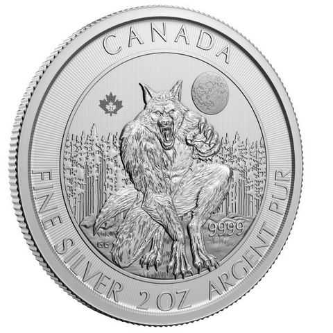 2021 2 oz Royal Canadian Creatures of the North Series Werewolf Silver Coin BU