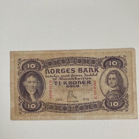 10 kr seddel 1914 bokstavserie E.