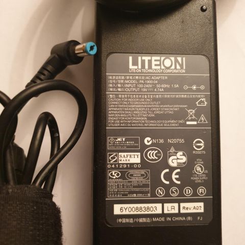 19V 4.74A strømforsyning 5.6mm Liteon 90watt