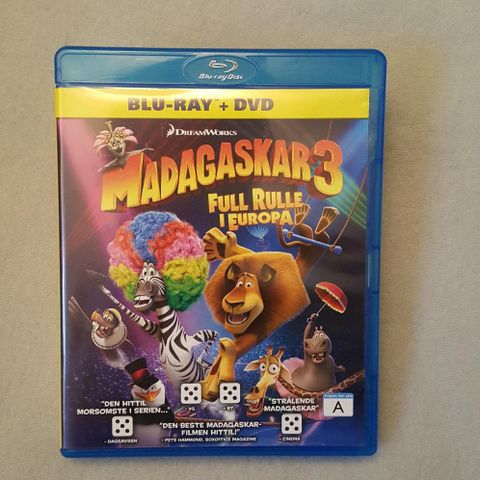Blu-ray + DVD Madagaskar 3 (Full rulle i Europa).