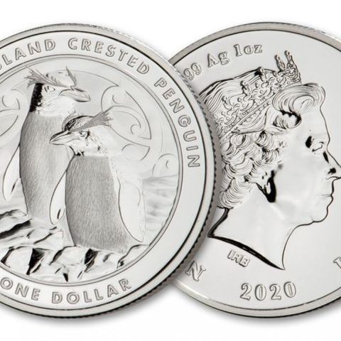 2020 NEW ZEALAND 1 OZ SØLV CHATHAM CRESTED PENGUIN