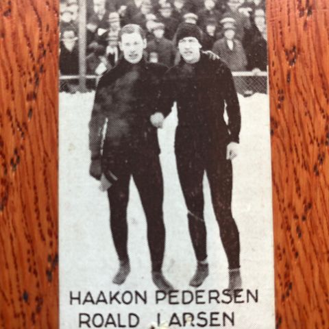 Haakon Pedersen Roald Larsen skøyter sigarettkort fra ca 1930 Tiedemanns Tobak