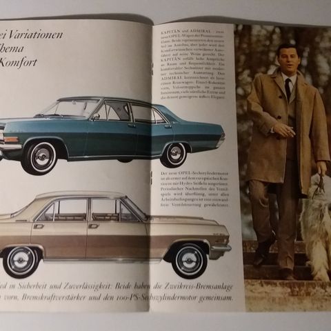 1964-68 OPEL KAPTEIN (A),DIPLOMAT V8 (A), Admiral (A)- brosjyre.