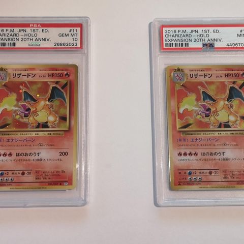 1st. edition gem mint holo charizard psa 10 and psa 9