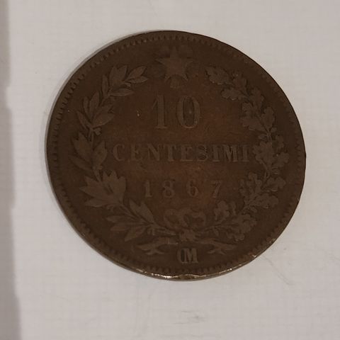 10 Centesimi 1867 OM , Vittorio Emanuele ll