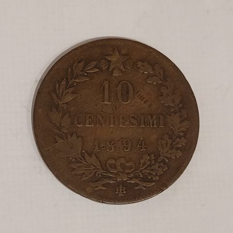 Mynt fra  ITALIA , 10 Centesimi 1894, KONG UMBERTO