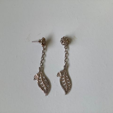 Long hanging 925 ekte silver earrings