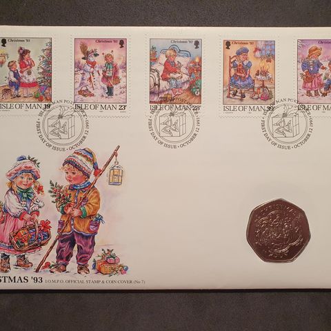 Isle of Man - Christmas 1993 (Official Stamp and Coin Cover, No. 7)