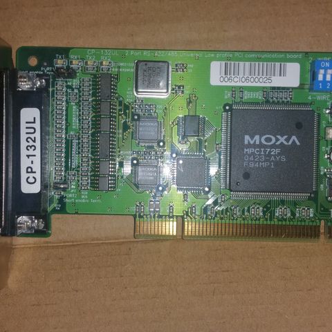 Moxa CP-132UL 2-port RS-422/485 Universal PCI serial boards.