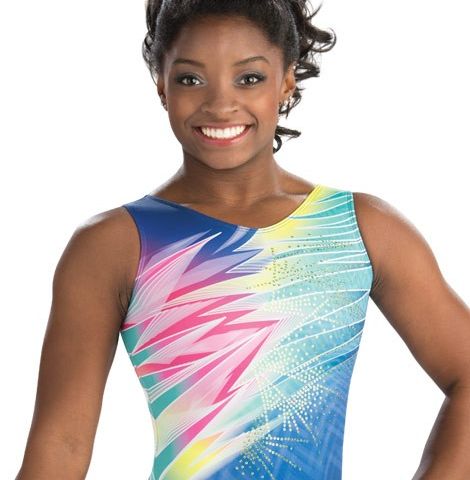 HELT HERLIG, fargerik Simone Biles GK turndrakt - drakt - leotard str AM.