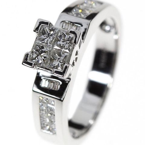 Diamantring Princess cut, O,70 tw.vs