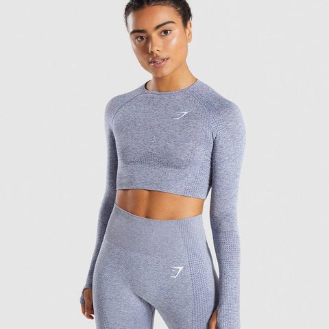 GYMSHARK VITAL SEAMLESS LONG SLEEVE CROP TOP MED MERKELAPP