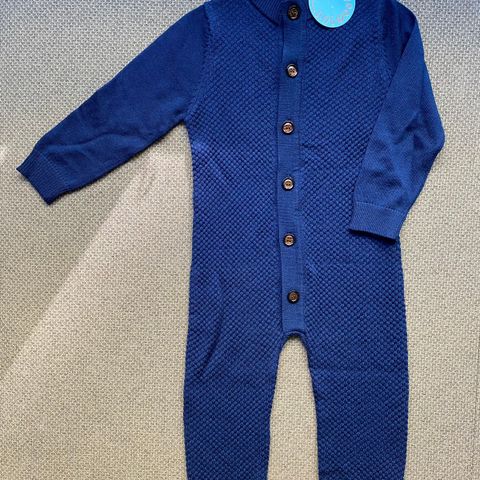 Ny blå baby merino ulldress fra Uniwool, str. 80. Perfekt til barnehage!