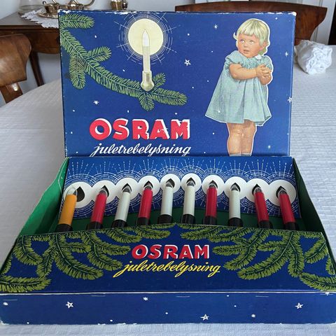 Osram juletrebelysning 10 lys. Tidlig 60 årene