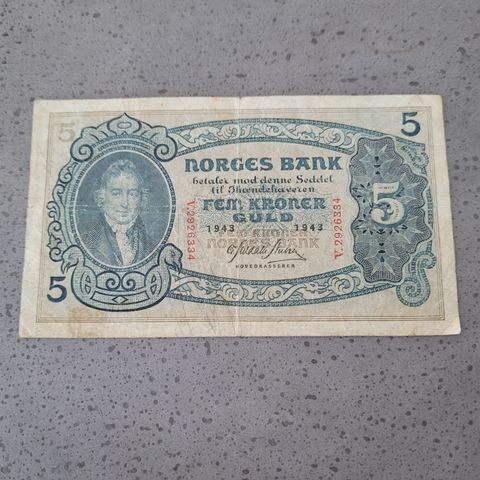 5 kroner 1943, V2926334