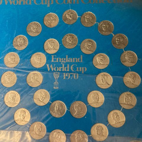 World cup 1966 og 1970: 3 fotballkort og 30 mynter komplette sett