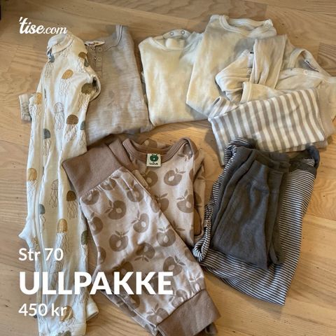 Ullpakke str 60/70 i nøytrale farger