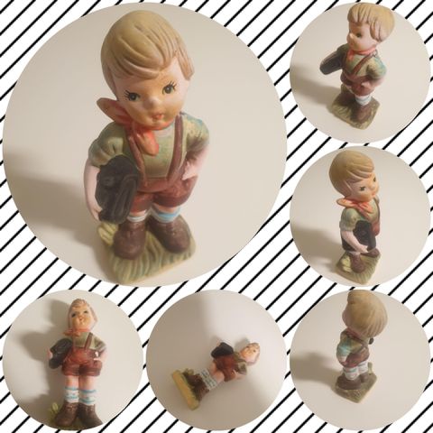 VINTAGE/GAMMEL "FIGUR  - GUTTEN MED VESKEN" RETRO 