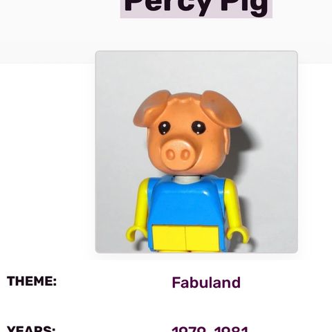 Lego - Fabuland - Percy Pig - 1980