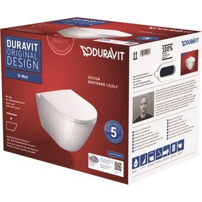 Duravit D-Neo veggskål Rimless sett 370x540mm u/skyllekant