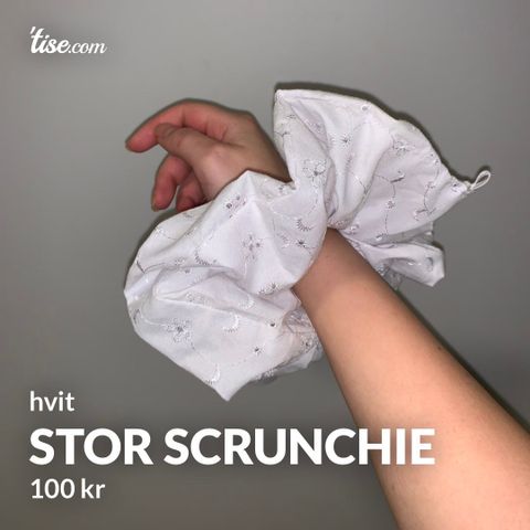 XXL Hvit Scrunchie (Hårstrikk)