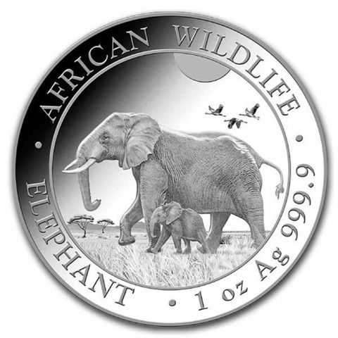 2022 Somalia 1 oz Sølv African Elephant BU .9999 sølv