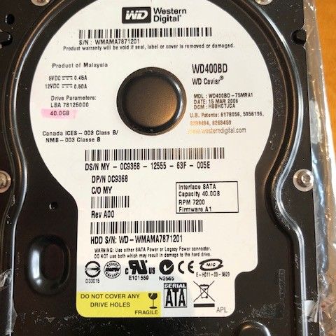 40GB. Western Digital  WD 400GD Hard-disk Caviar. HD.