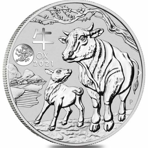 2021 AUSTRALIA 1 OZ SØLV LUNAR S3 «YEAR OF THE OX» DRAGON PRIVY BU M/KAPSEL