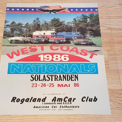 Garasjepynt: Plakat fra West Coast National 1986 i Stavanger