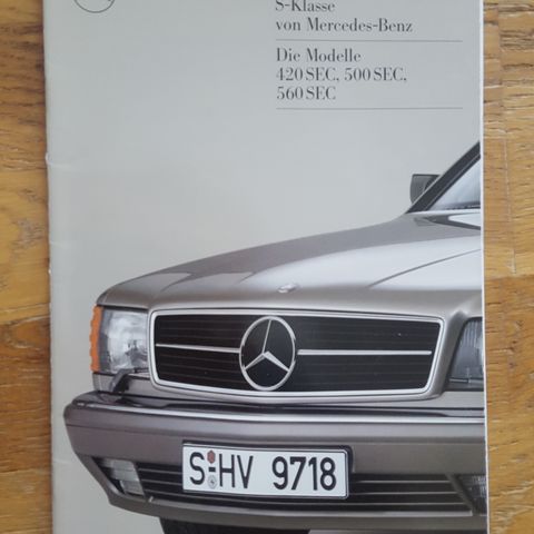 Brosjyre Mercedes 420 SEC, 500 SEC, 560 SEC (C126) 1987