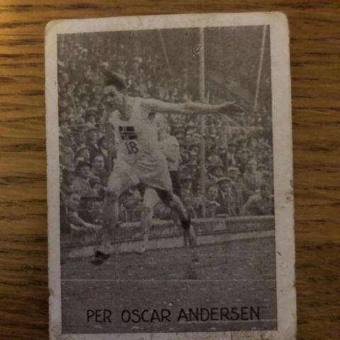 Per Oscar Andersen sprint friidrett 100 m sigarettkort 1930 Tiedemanns Tobak