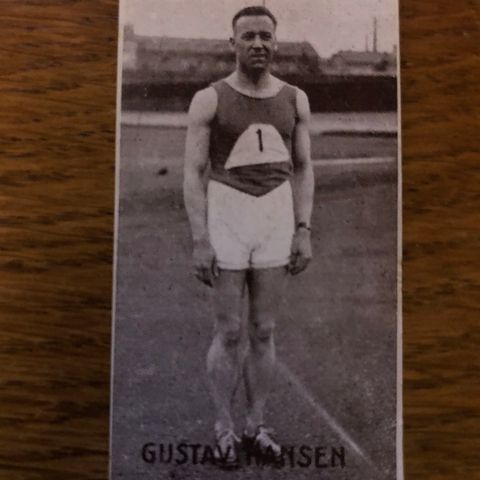 Gustav Hansen Rollo friidrett 100 200 lengde sigarettkort 1930 Tiedemanns Tobak