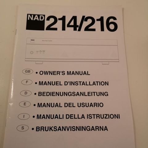 Brukermanual til Nad 214 / 216 effektforsterker