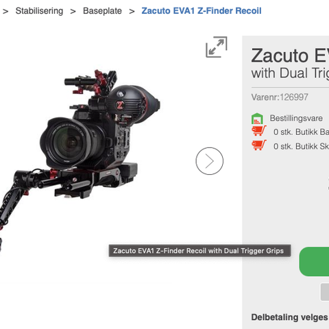 Zacuto EVA 1 Skulderrig og handgrip-ext for EVA1