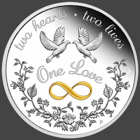 2021 AUSTRALIA 1 OZ SØLV «ONE LOVE» PROOF M/ETUI & COA 9999 sølv