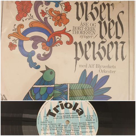 VINTAGE/RETRO LP-VINYL "ÅSE OG BØRT ERIK THORESEN/VISER VED PEISEN 1968"