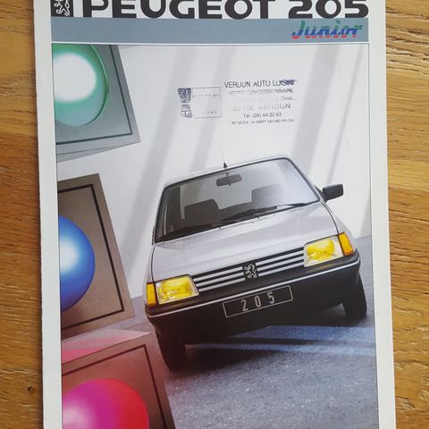 Brosjyre Peugeot 205 Junior 1986 og 1990