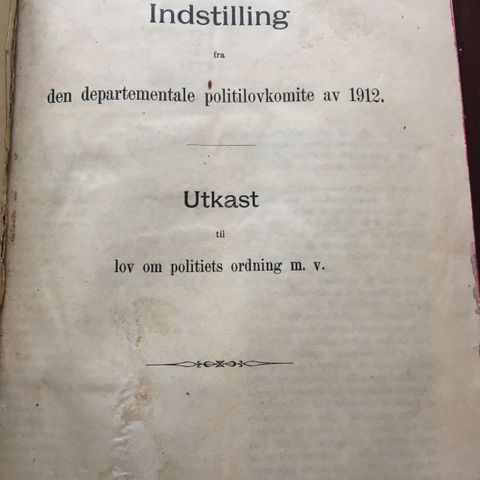 Forslag til lover om politiets ordning anno 1914