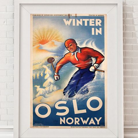 Norway - Winter in Oslo - Vintage Turist Plakat